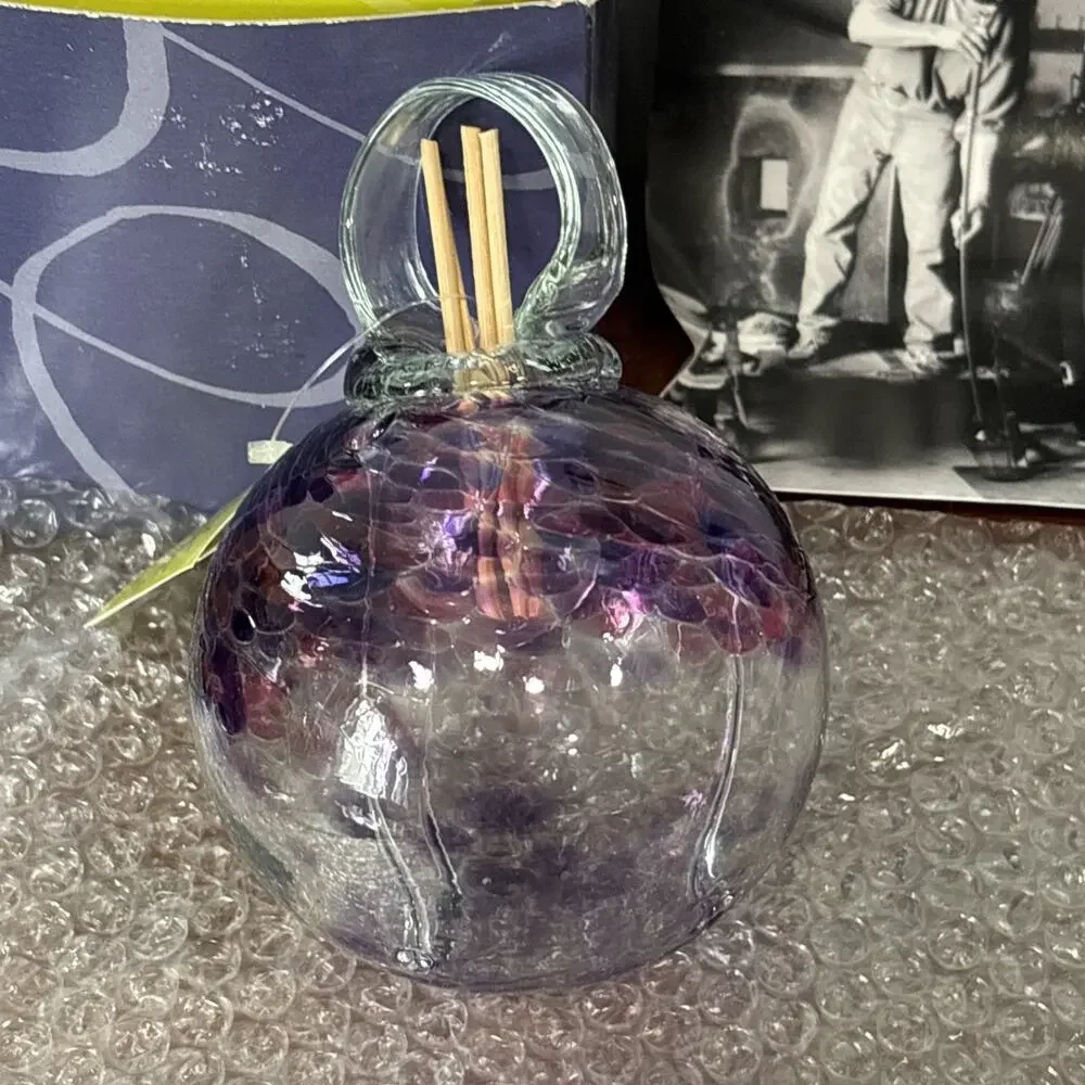 Kitras Art Glass Ball Healing Scent Diffuser Purple Pink Clear